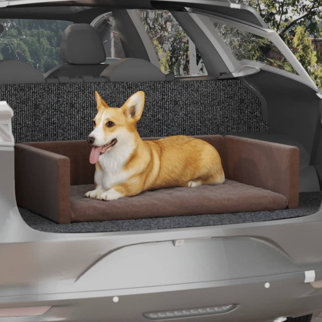 vidaXL Sedačka pre psa do auta hnedá 110x70 cm ľanový vzhľad