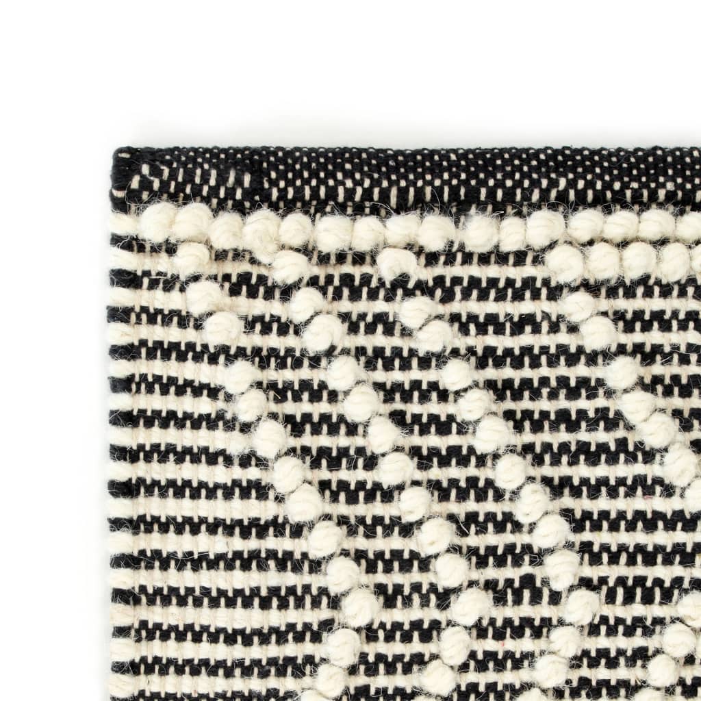 vidaXL Ručne tkaný koberec, vlna 160x230 cm, čierny/biely