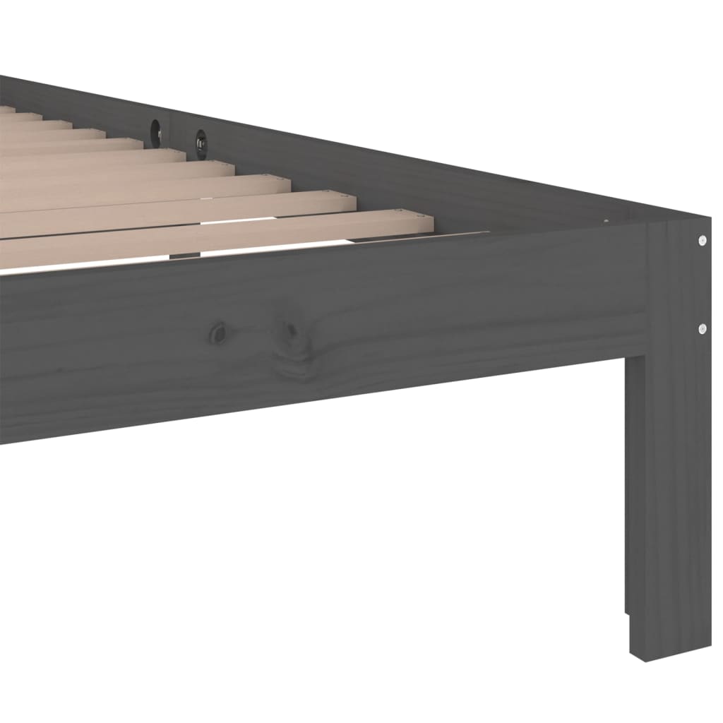 vidaXL Posteľný rám, sivý drevený masív 75x190 cm malé jednolôžko