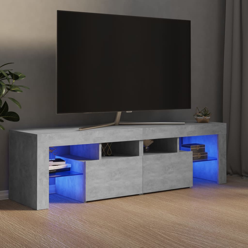 vidaXL TV skrinka s LED svetlami betónová sivá 140 x 36,5 x 40 cm