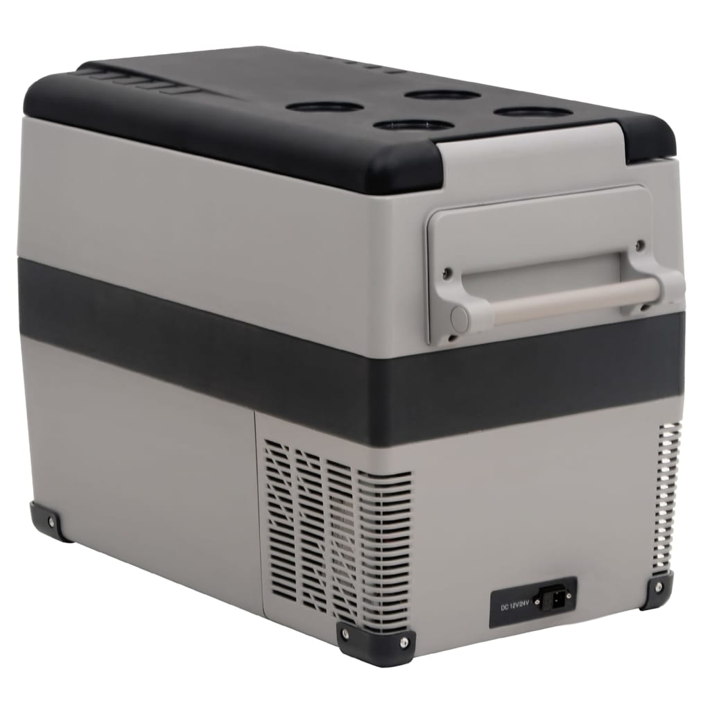 vidaXL Chladiaci box s rukoväťou a adaptérom čierno-sivý 45 l PP a PE