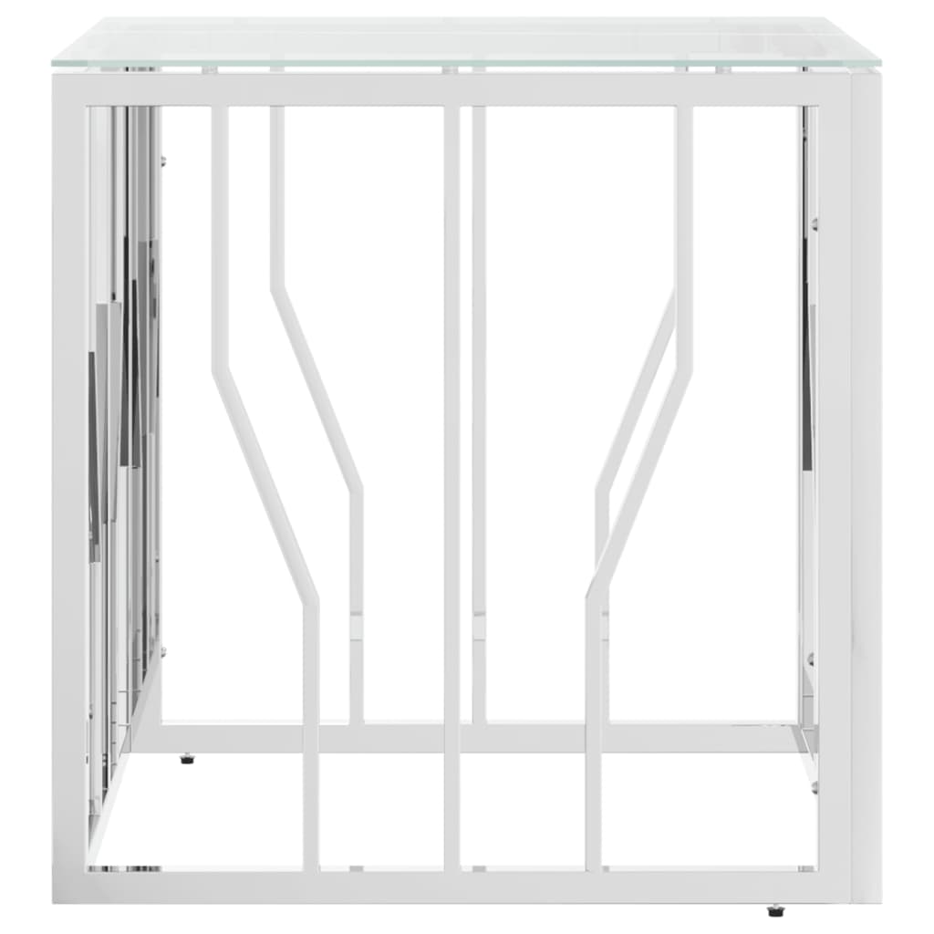 vidaXL Konferenčný stolík strieborný 50x50x50 cm nerezová oceľ a sklo