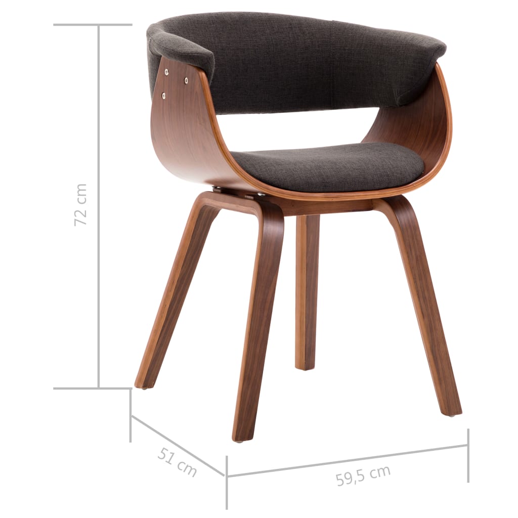 vidaXL Jedálenské stoličky 6 ks sivé ohýbané drevo a látka