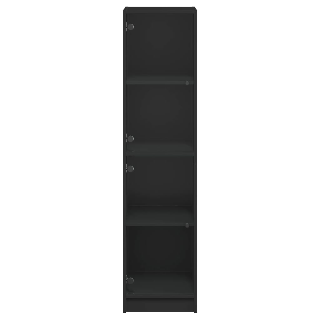 vidaXL Vysoká skrinka so sklenenými dverami čierna 35x37x142 cm