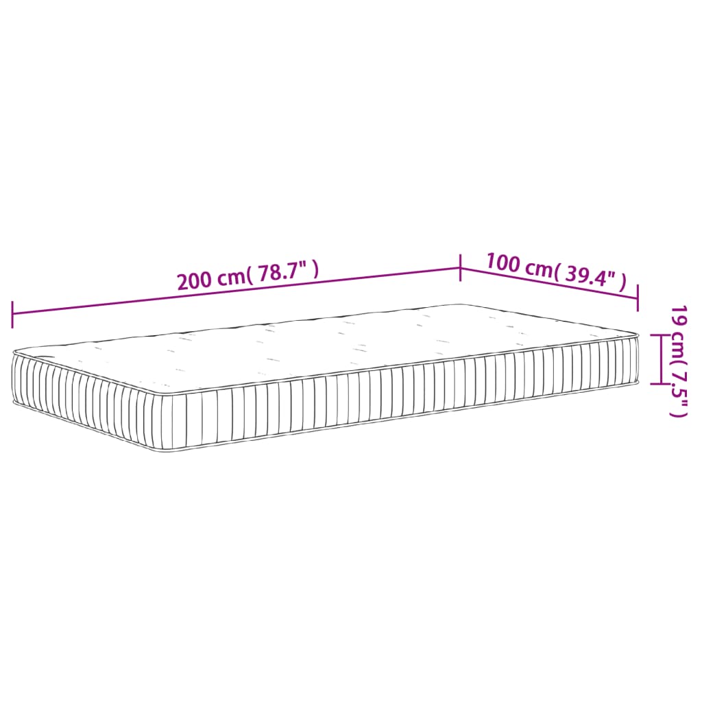 vidaXL Taštičkový pružinový matrac stredný 100x200 cm