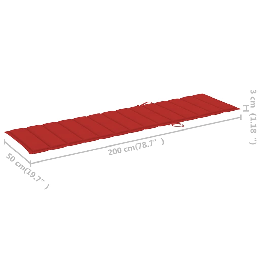 vidaXL Záhradné ležadlo s červenou podložkou tíkový masív