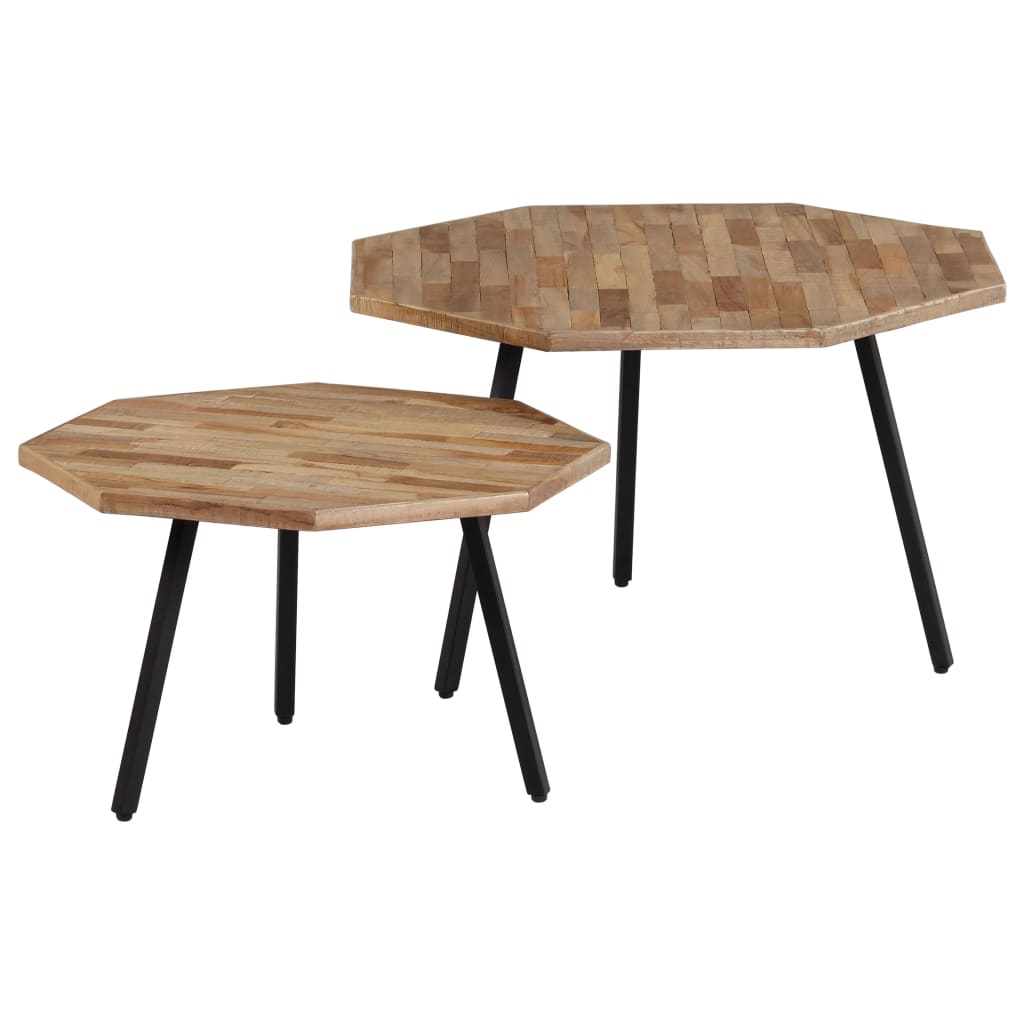 vidaXL 2-dielna súprava konferenčných stolíkov recyklované tíkové drevo šesťuholníková