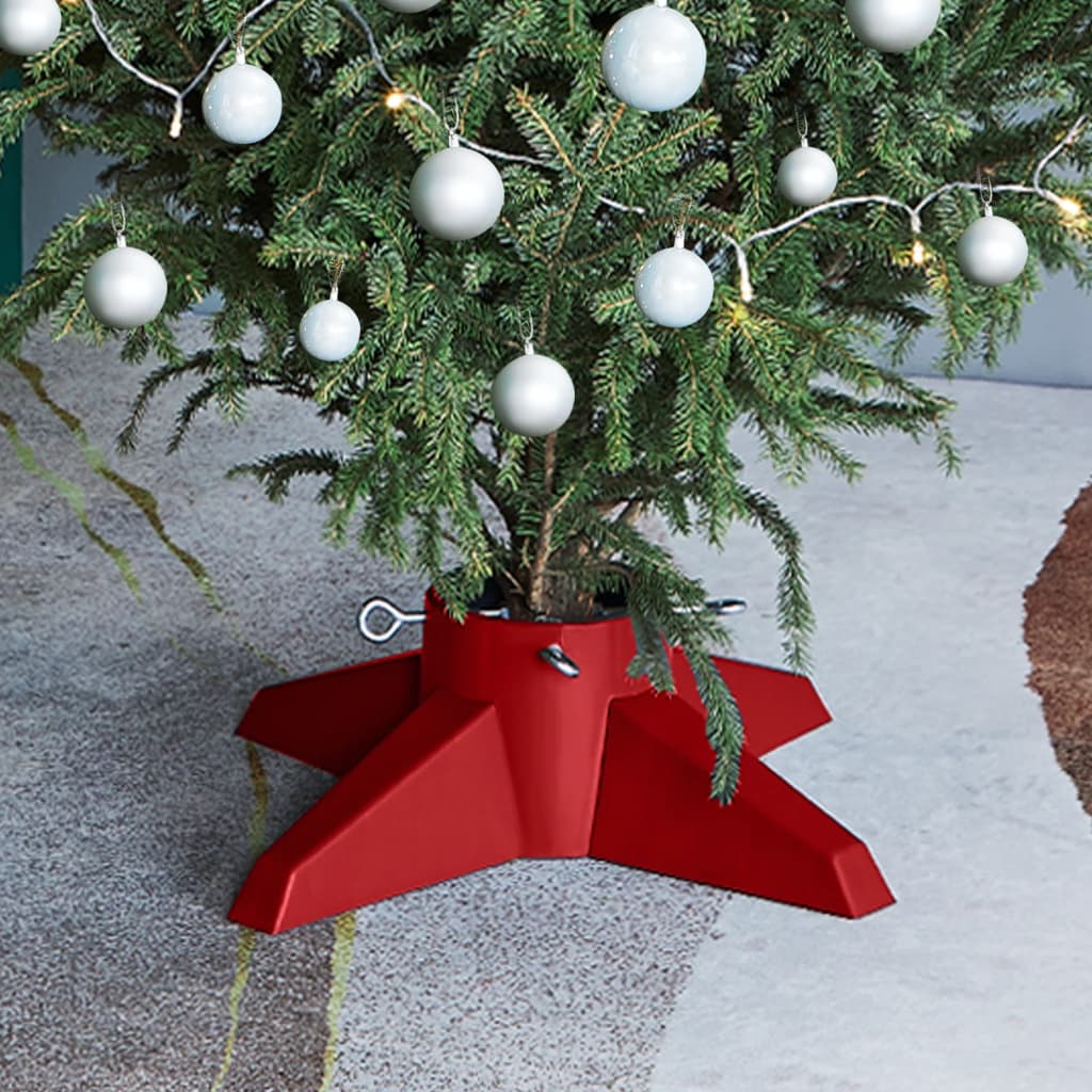 vidaXL Stojan na vianočný stromček červený 55,5x55,5x15 cm