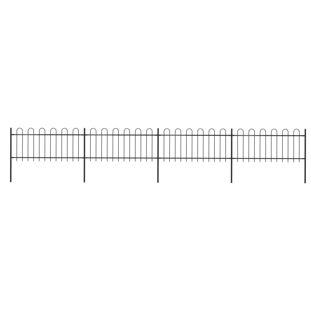 vidaXL Záhradný plot s oblúkovým zakončením, oceľ 6,8x0,8 m, čierny