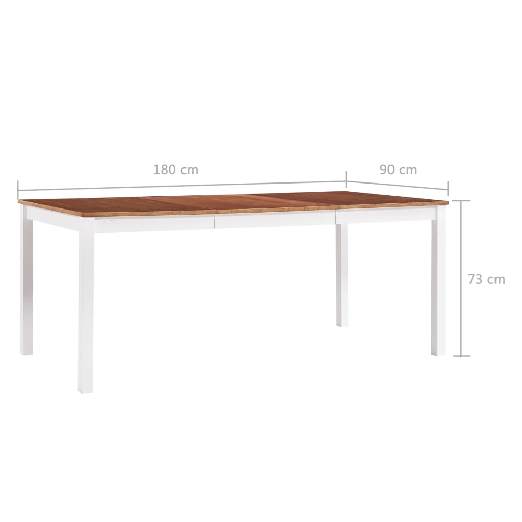 vidaXL Jedálenský stôl, biely a hnedý 180x90x73 cm, borovicové drevo