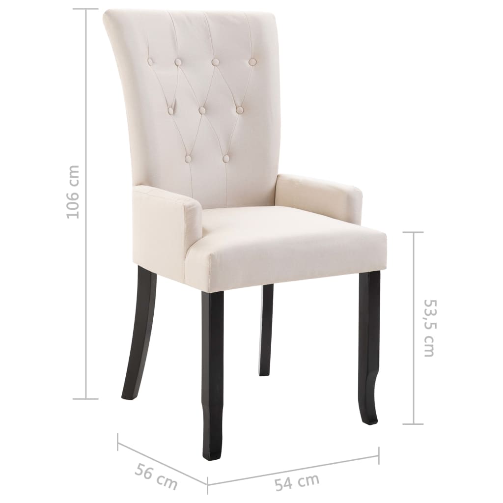 vidaXL Jedálenské stoličky s opierkami 6 ks, béžové, látka