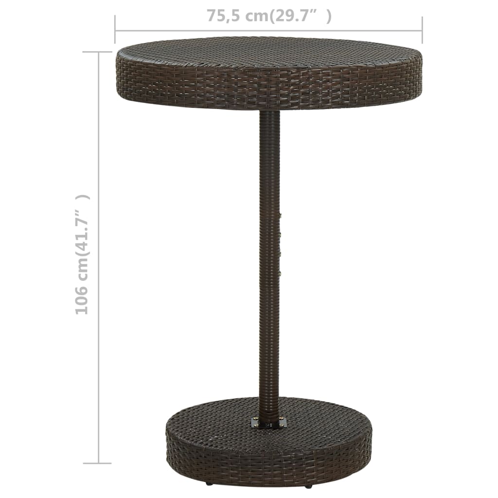 vidaXL Záhradný stolík hnedý 75,5x106 cm polyratanový