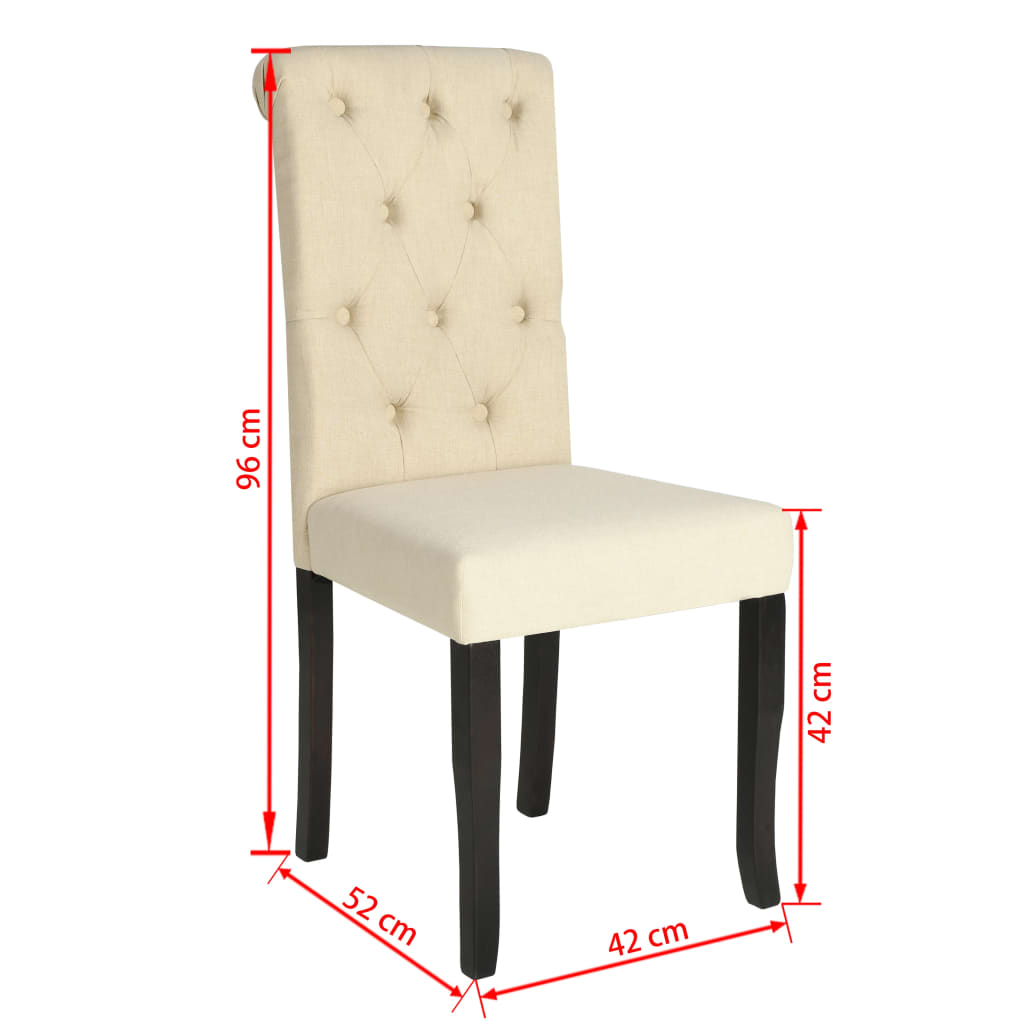 vidaXL Jedálenské stoličky 4 ks, krémové, látka
