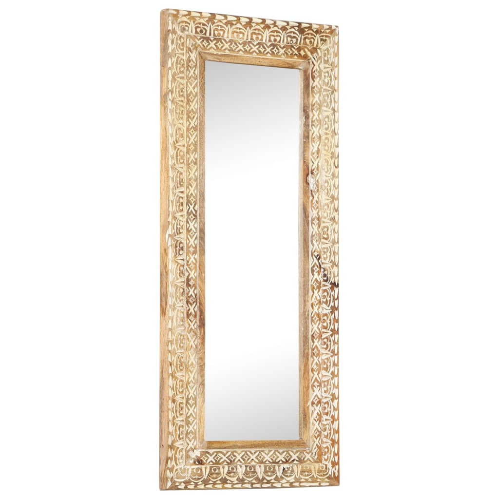 vidaXL Ručne vyrezávané zrkadlo 110x50x2,6cm mangovníkové drevo