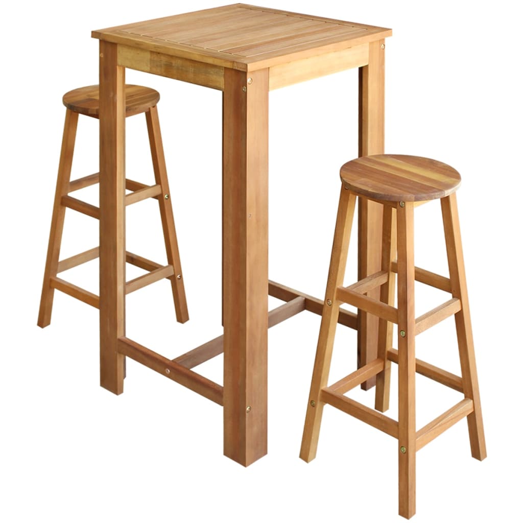 vidaXL Súprava barového stola a stoličiek, 3 ks masívne akáciové drevo