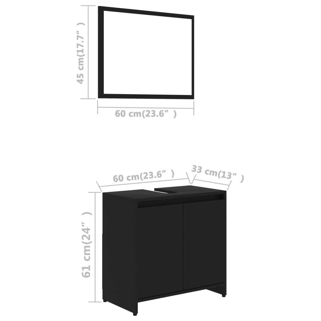 vidaXL Súprava kúpeľňového nábytku, čierna, kompozitné drevo