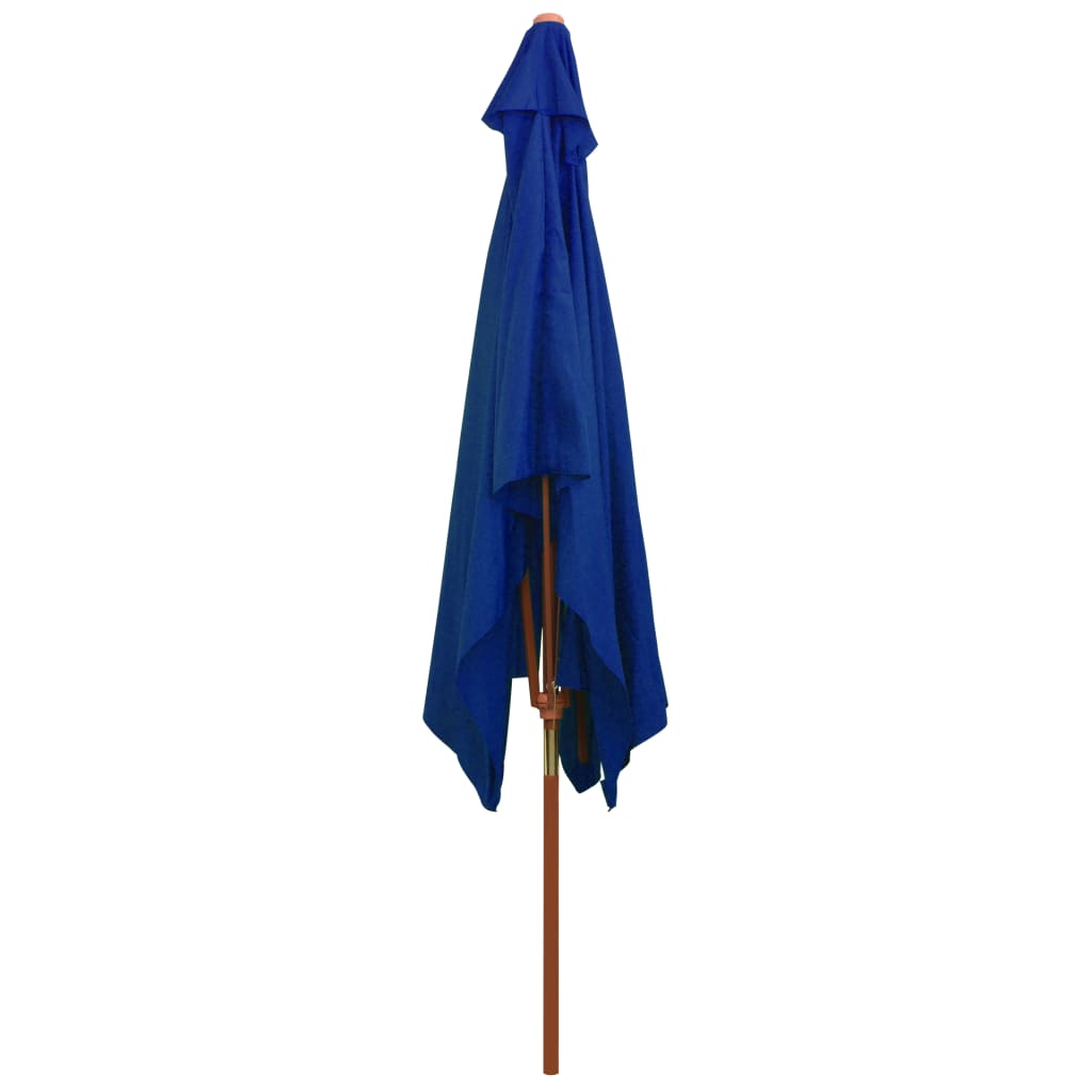 vidaXL Vonkajší slnečník s drevenou tyčou modrý 200x300 cm