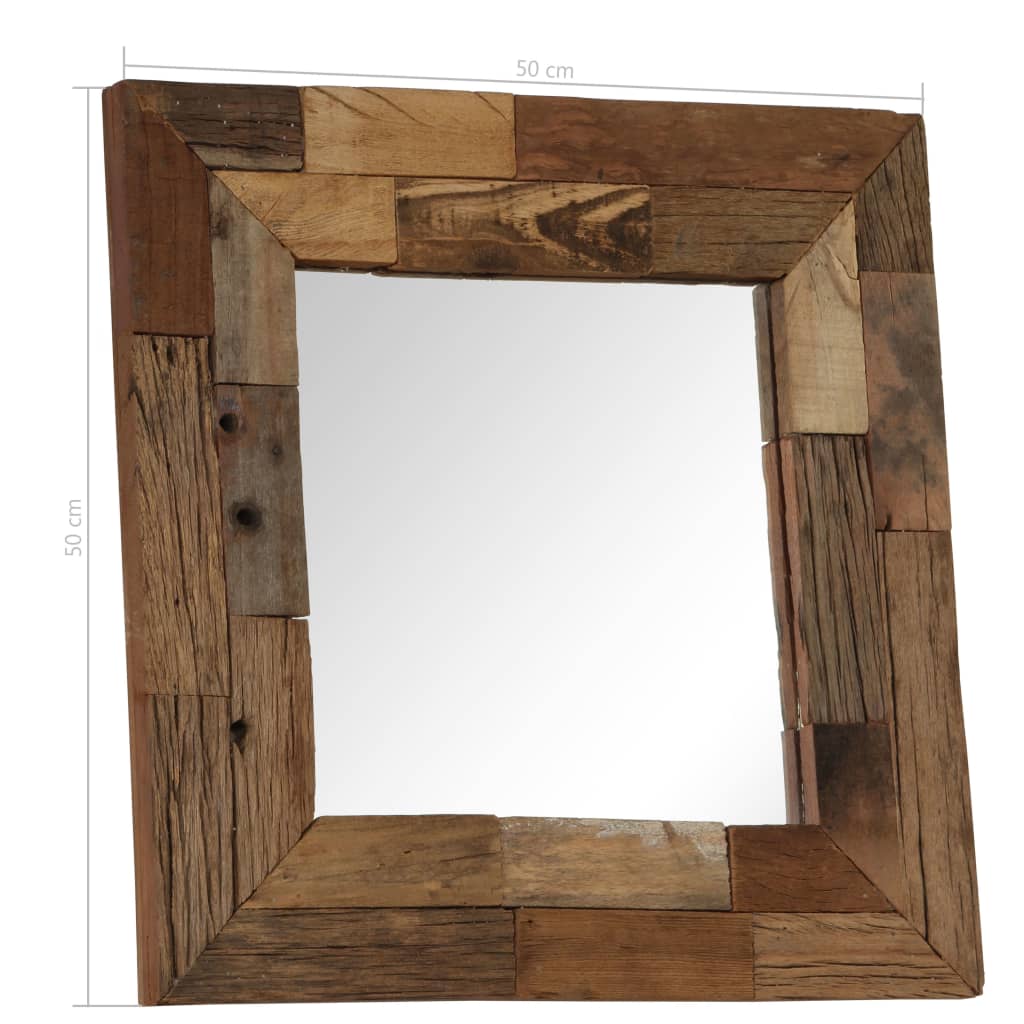 vidaXL Zrkadlo, recyklovaný masív 50x50 cm