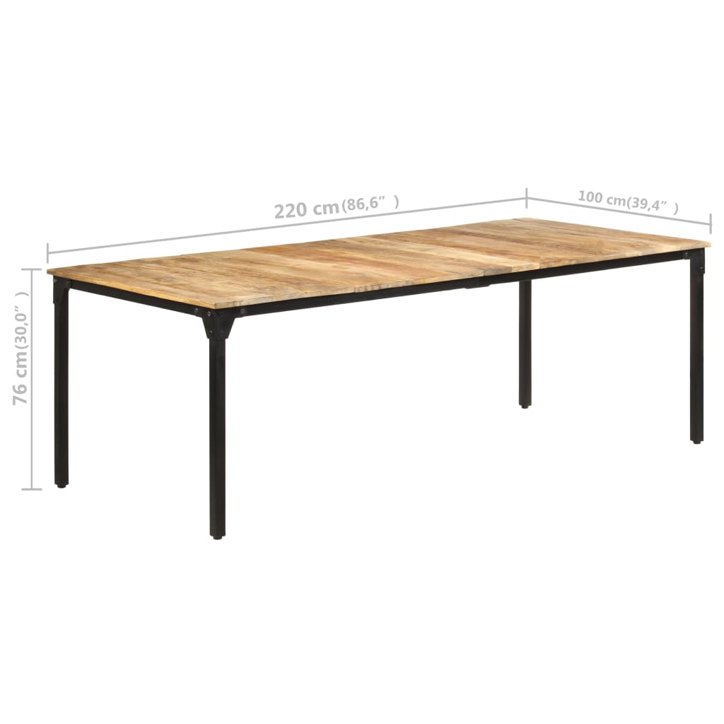 vidaXL Jedálenský stôl 220x100x76 cm surové mangovníkové drevo