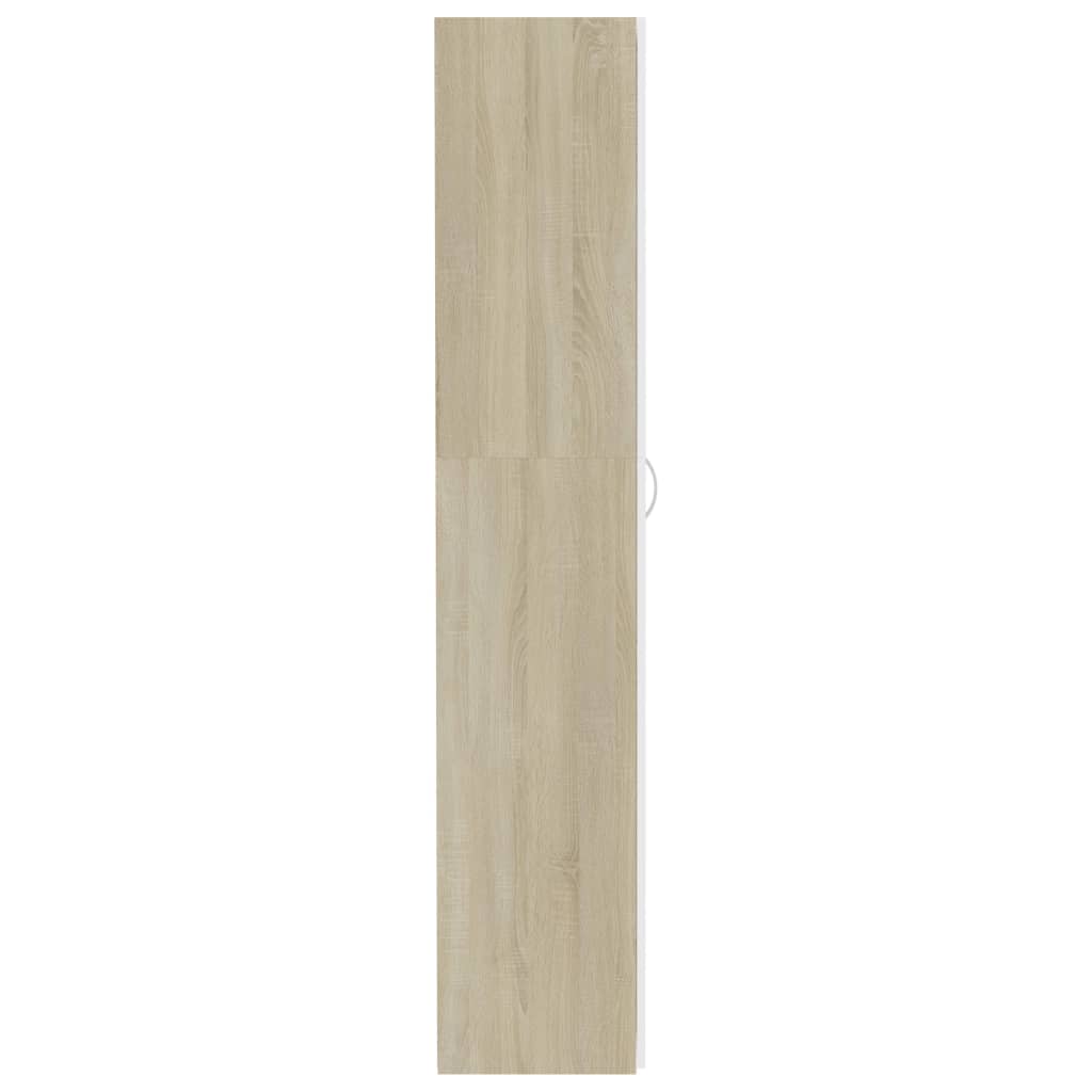 vidaXL Úložná skrinka, biela a sonoma 80x35,5x180 cm, kompozitné drevo