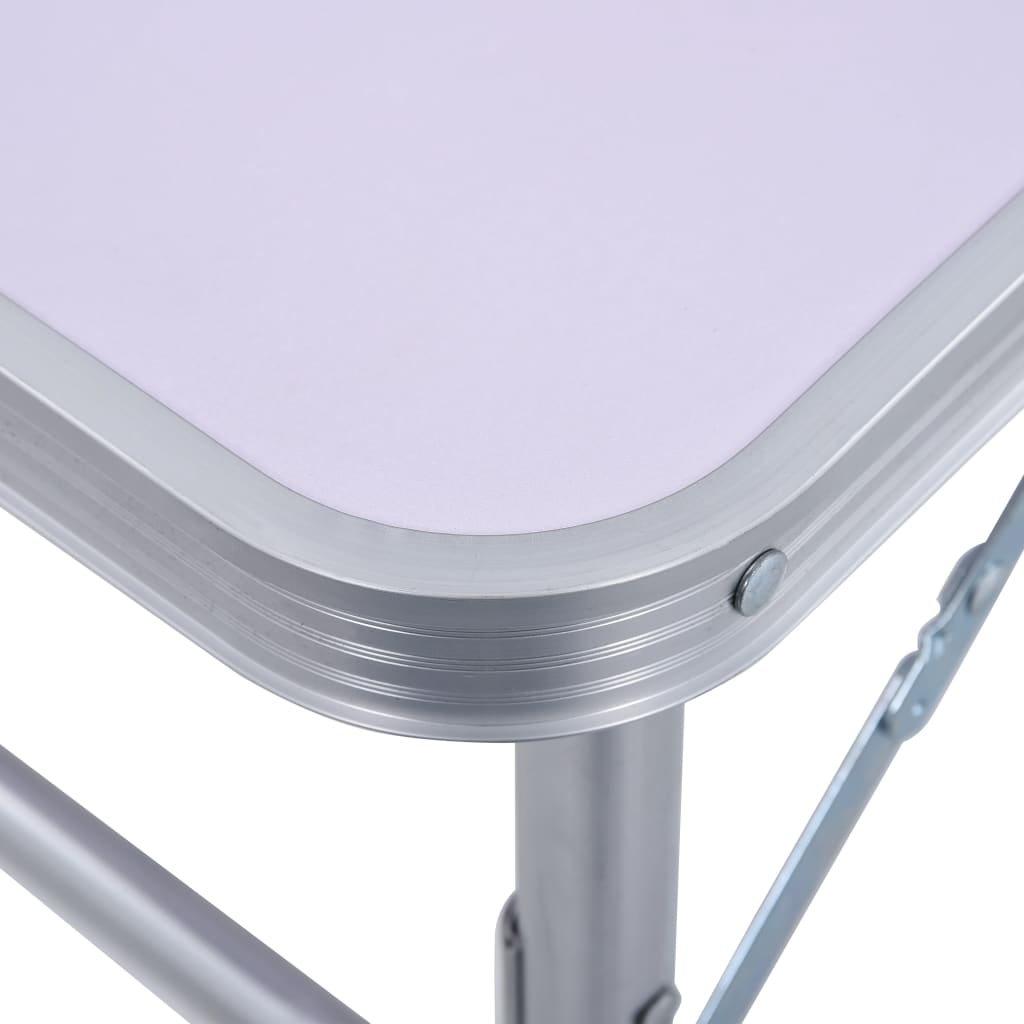vidaXL Skladací kempingový stôl biely hliníkový 60x45 cm