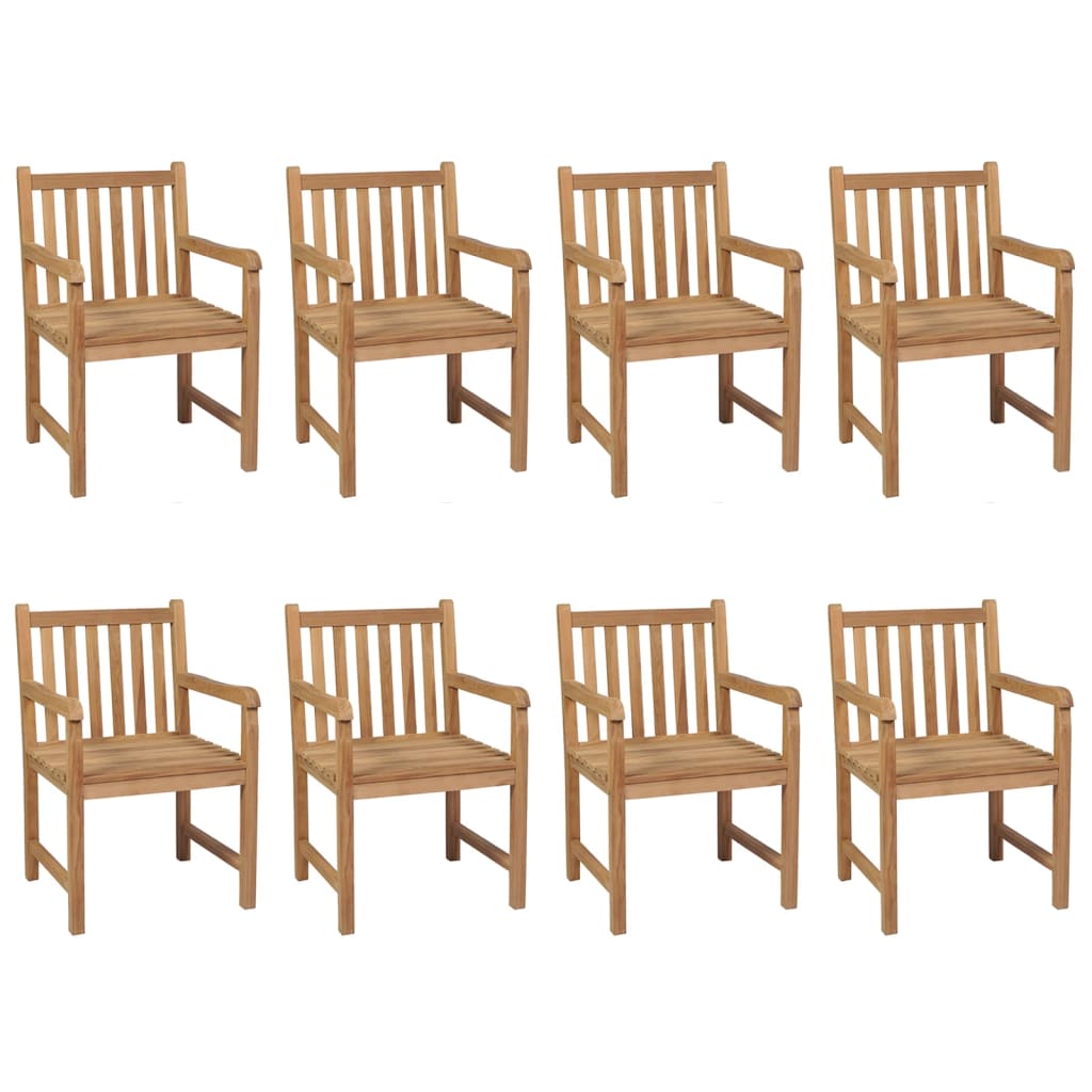 vidaXL Záhradné stoličky 8 ks s jasnozelenými podložkami tíkový masív