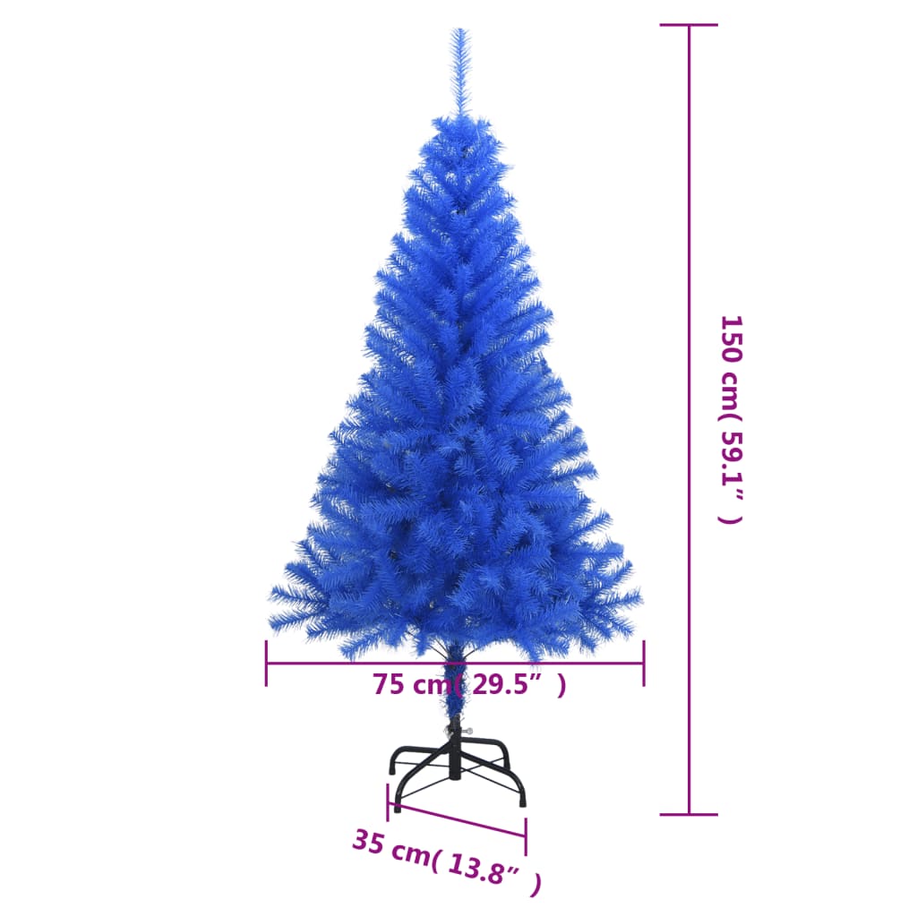 vidaXL Umelý vianočný stromček so stojanom, modrý 150 cm, PVC