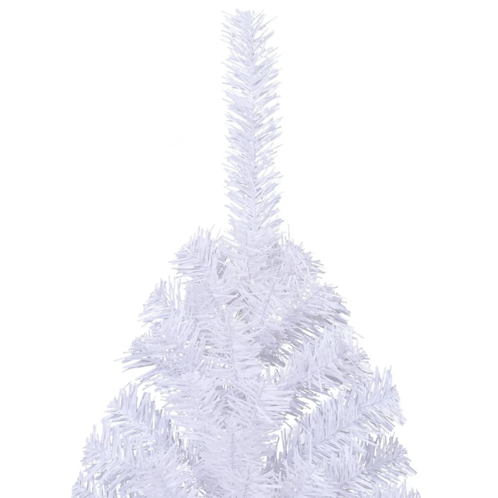vidaXL Umelý polovičný vianočný stromček+stojan, biely 210 cm, PVC