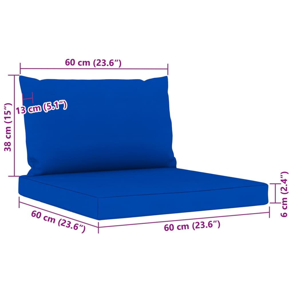 vidaXL 6-dielna záhradná sedacia súprava, modré podložky, borovica