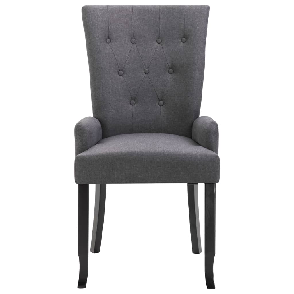 vidaXL Jedálenské stoličky s opierkami 4 ks, tmavosivé, látka