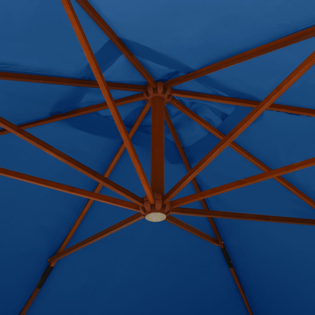 vidaXL Konzolový slnečník s drevenou tyčou 400x300 cm azúrový modrý