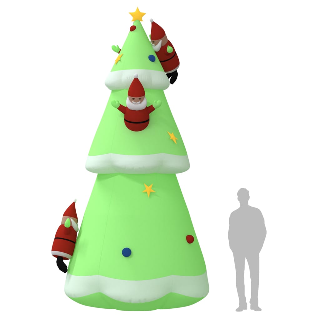 vidaXL Nafukovací vianočný stromček s LED 500 cm