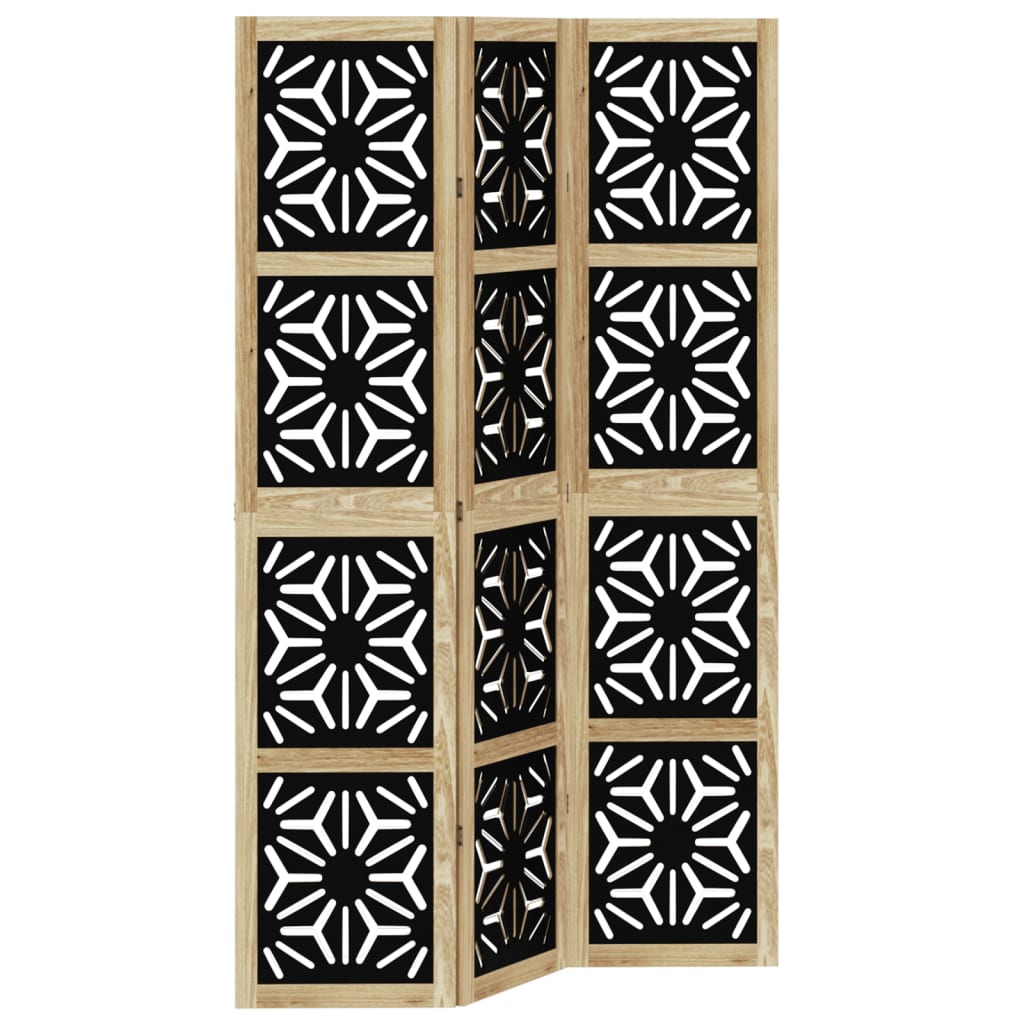 vidaXL Paraván, 3 panely, hnedo čierny, masívne drevo paulovnie