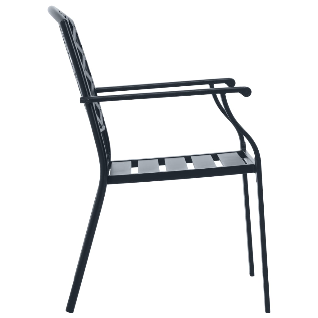 vidaXL Stohovateľné vonkajšie stoličky 2 ks, oceľ, čierne