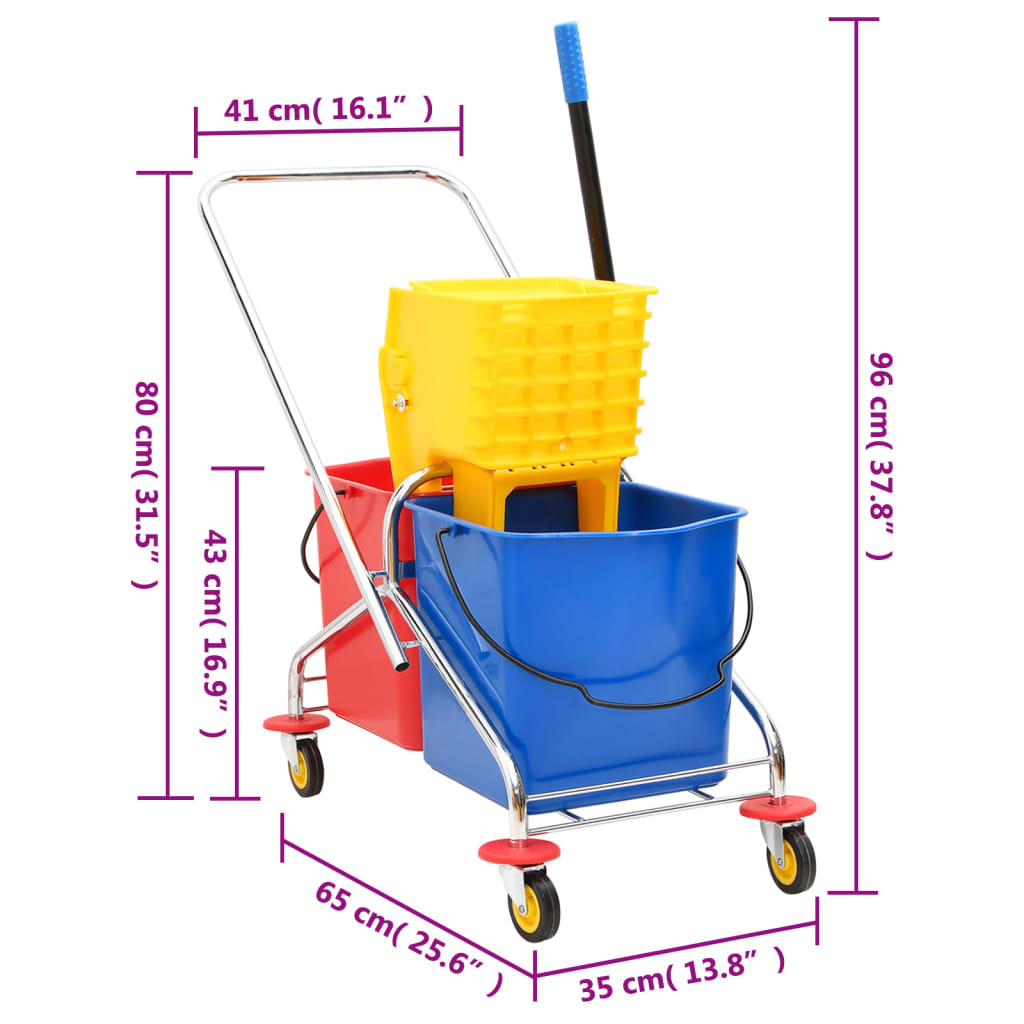 vidaXL Upratovací vozík s vedrami a žmýkačkou PP a chrómovaná oceľ