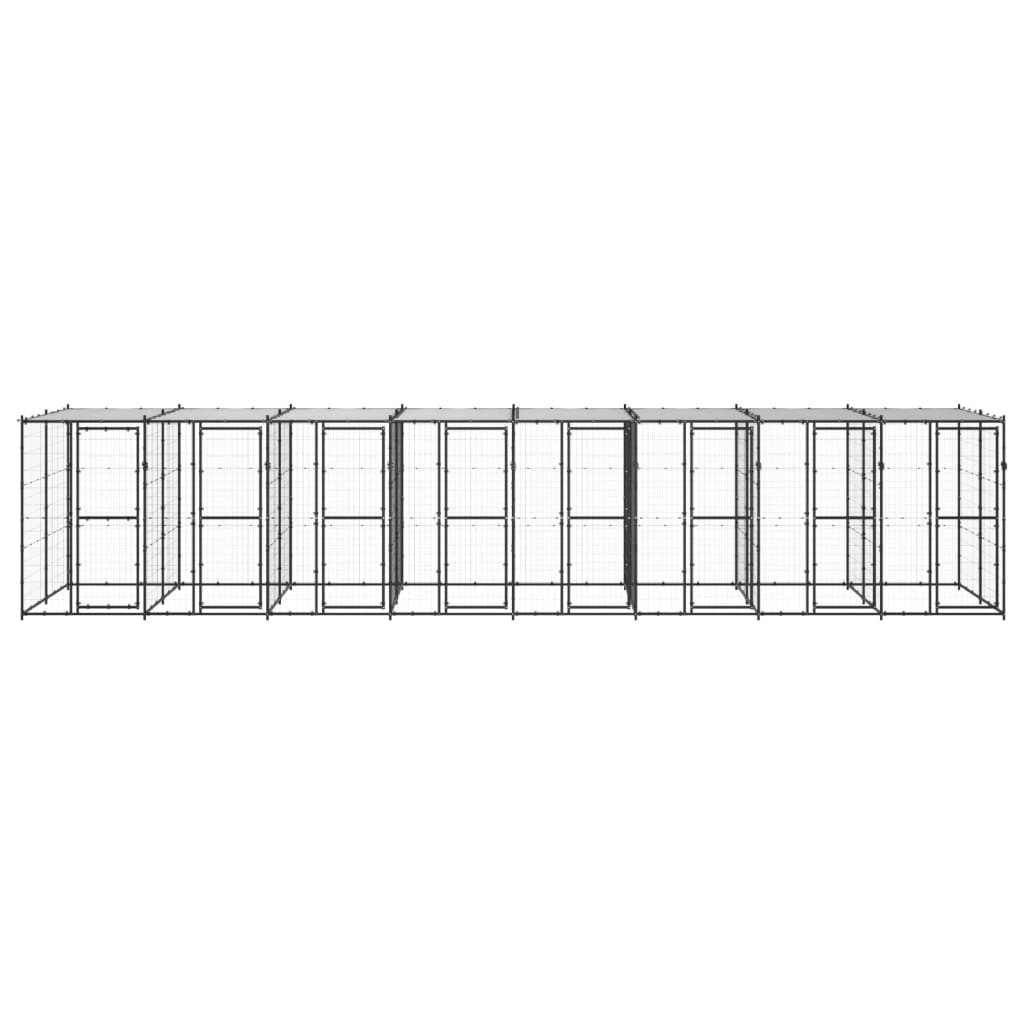 vidaXL Vonkajšia voliéra pre psy so strechou oceľová 19,36 m²