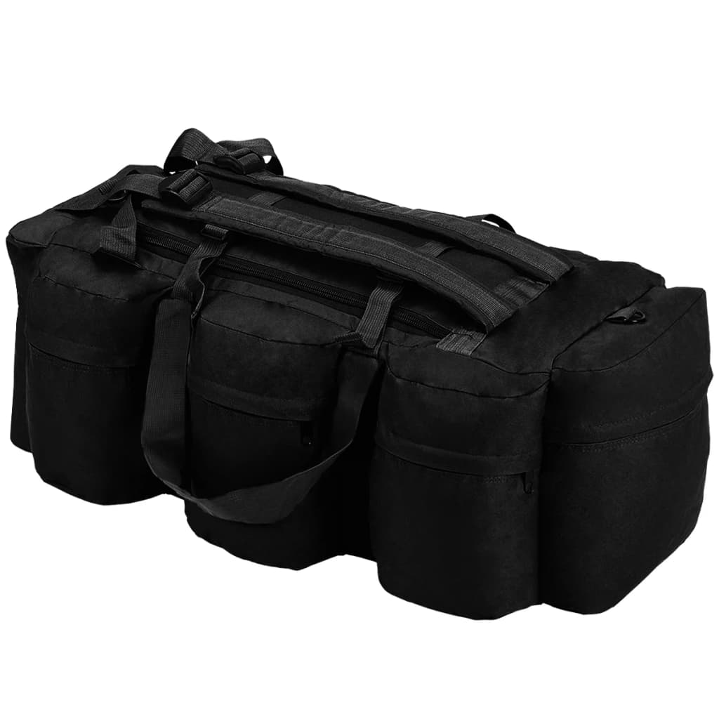 vidaXL Športová taška 3 v 1, army štýl 90 l, čierna