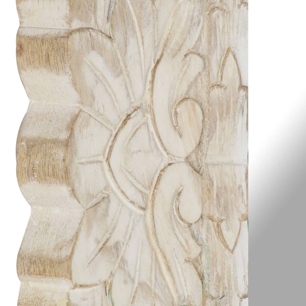 vidaXL Zrkadlo biele 50x50 cm masívne mangovníkové drevo