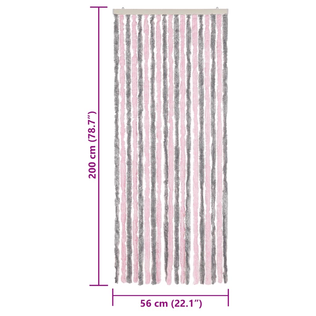 vidaXL Záves proti hmyzu strieborno-sivý a ružový 56x200 cm ženilka