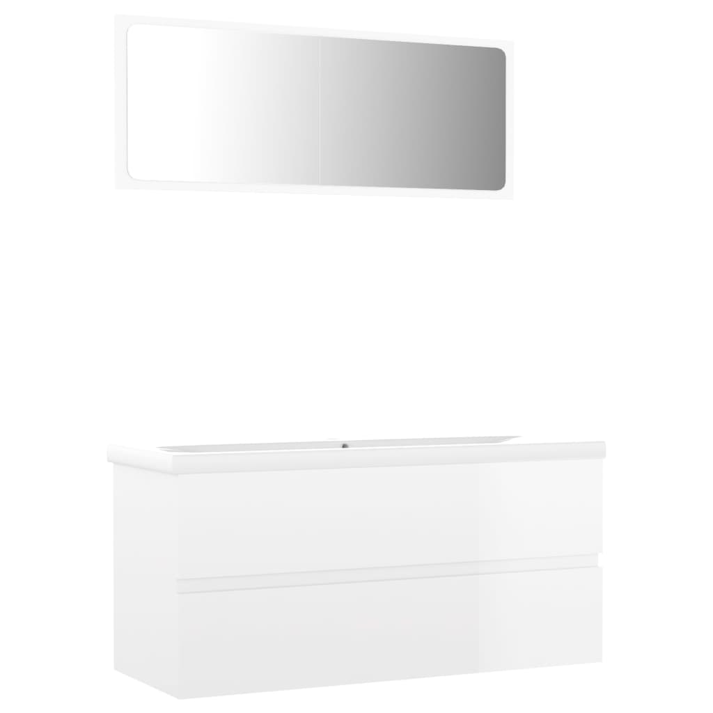 vidaXL Súprava kúpeľňového nábytku lesklá biela drevotrieska