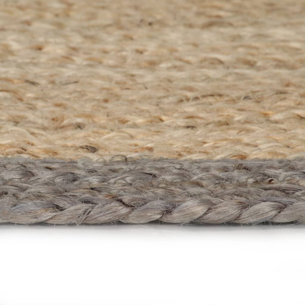 vidaXL Ručne vyrobený jutový koberec so sivými okrajmi 120 cm