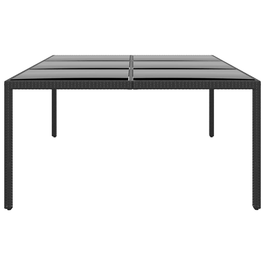 vidaXL Záhradný stôl 200x150x75 cm tvrdené sklo a polyratan čierny