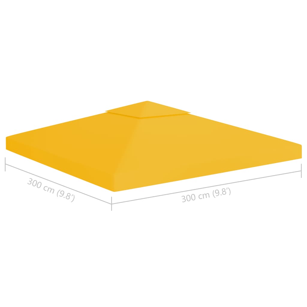 vidaXL Dvojitá strieška na altánok 310 g/m², 3x3 m, žltá