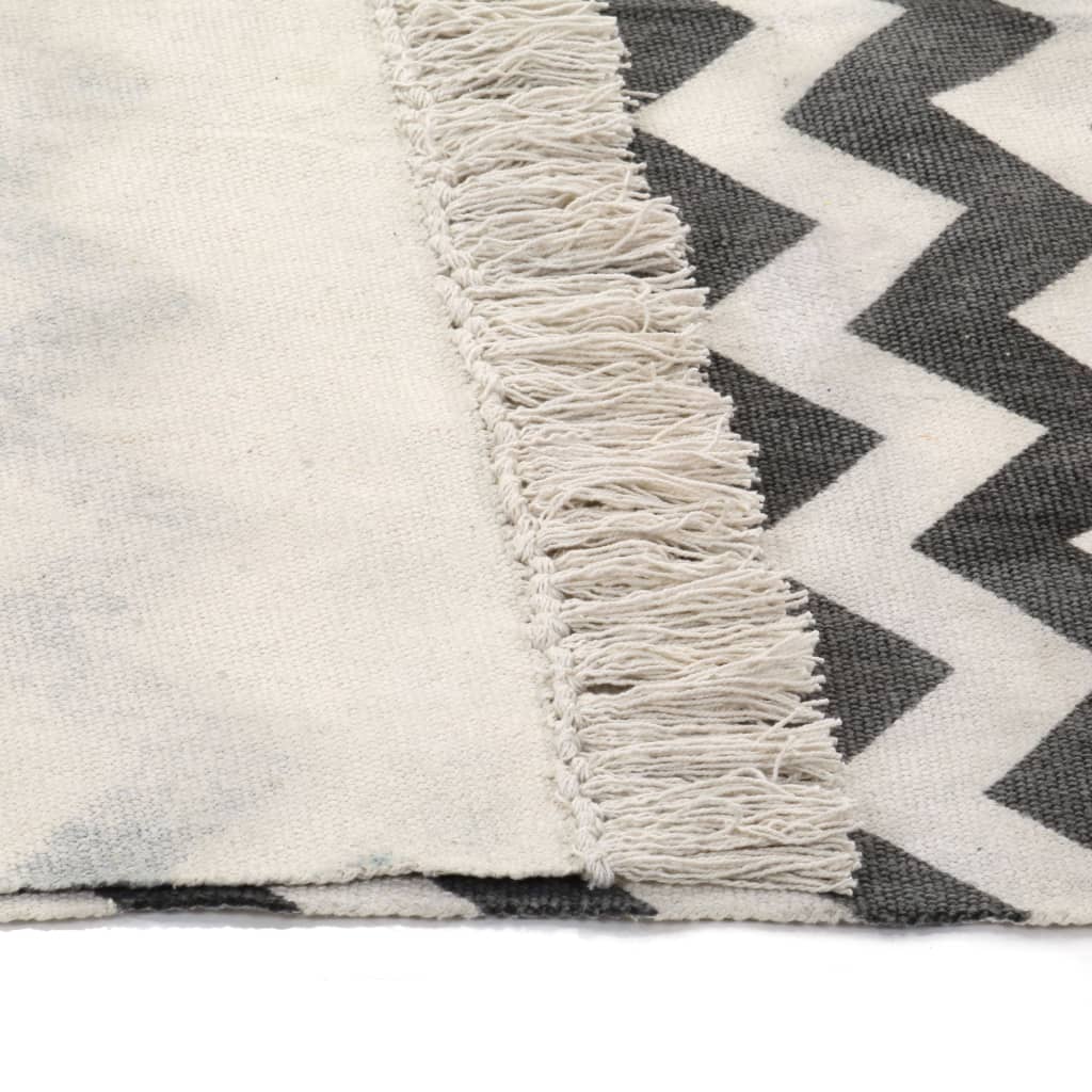 vidaXL Kilim koberec čierno-biely 120x180 cm bavlnený vzorovaný