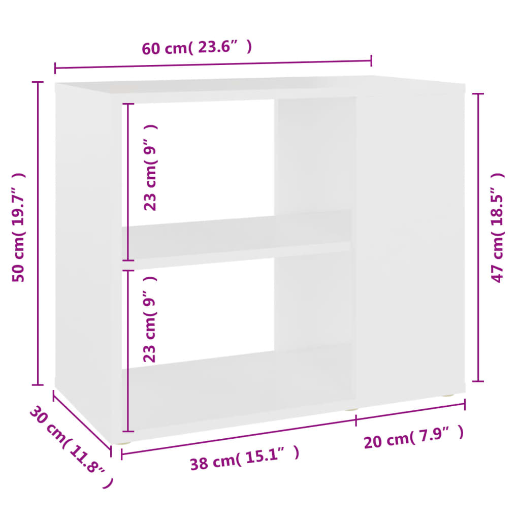 vidaXL Príručná skrinka, biela 60x30x50 cm, kompozitné drevo