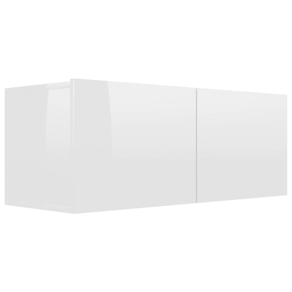 vidaXL 4-dielna súprava TV skriniek lesklá biela drevotrieska