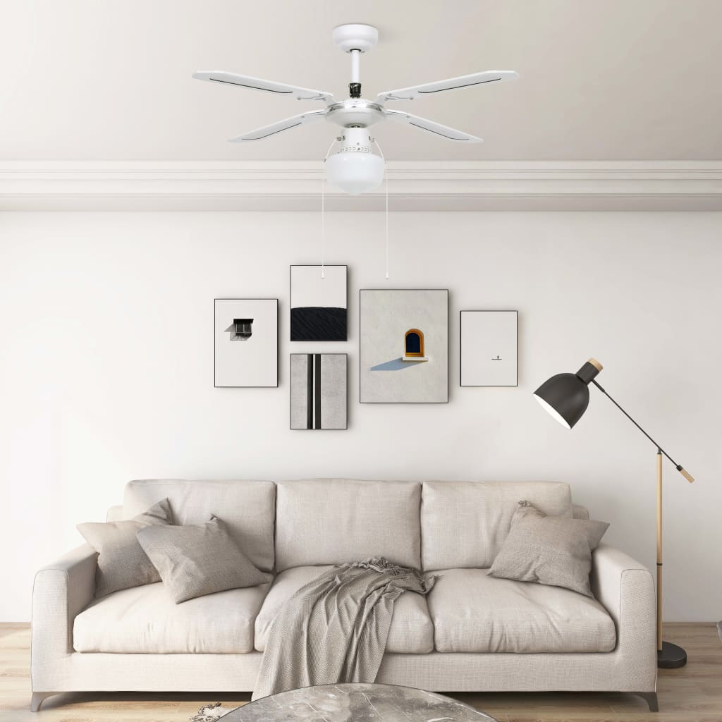 vidaXL Stropný ventilátor s osvetlením 106 cm biely