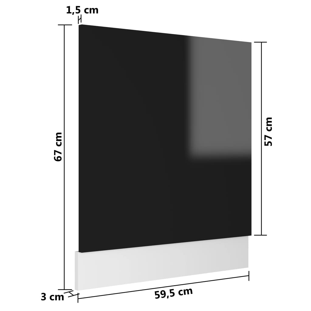 vidaXL Dvierka na umývačku, lesklé čierne 59,5x3x67 cm, drevotrieska