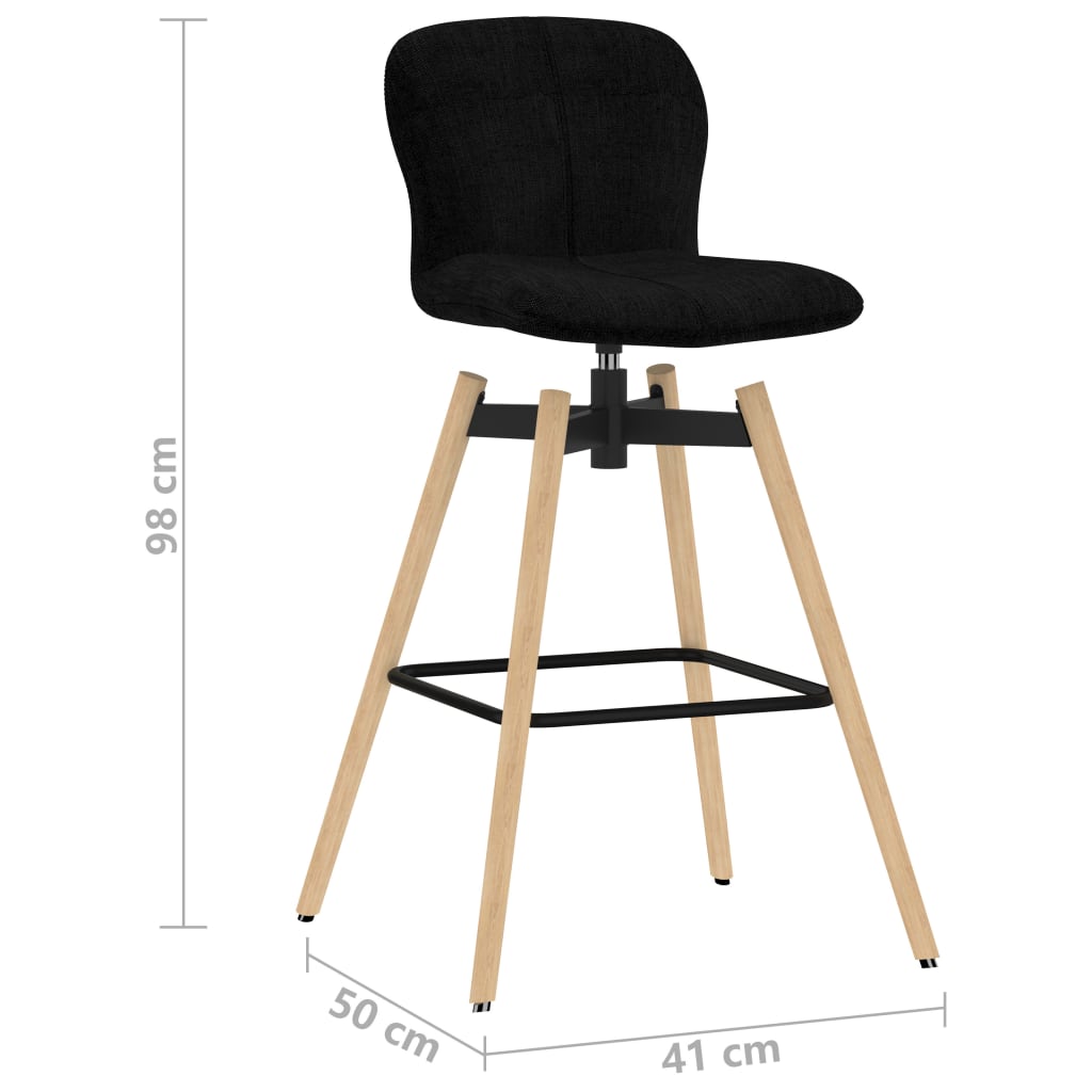 vidaXL Otočné barové stoličky 2 ks, čierne, látka