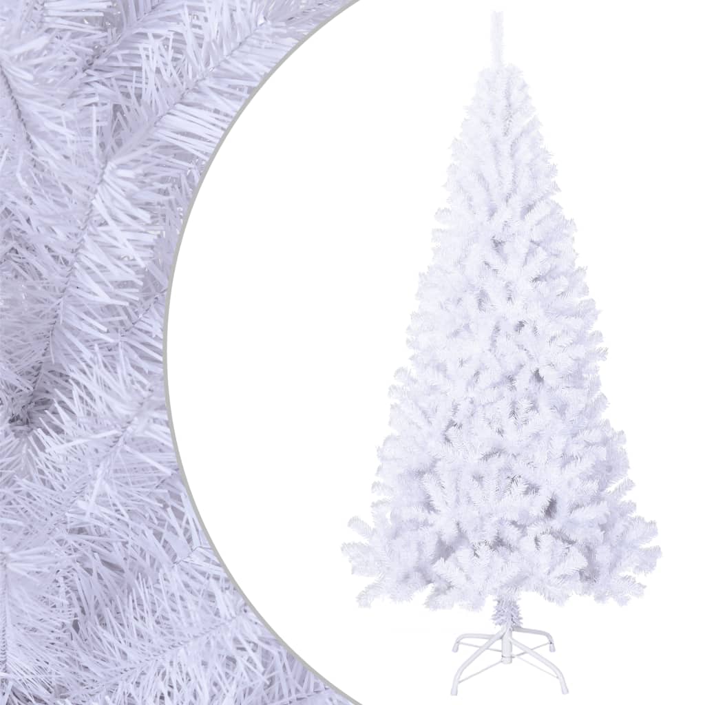 vidaXL Umelý vianočný stromček s hustým ihličím, biely 210 cm, PVC